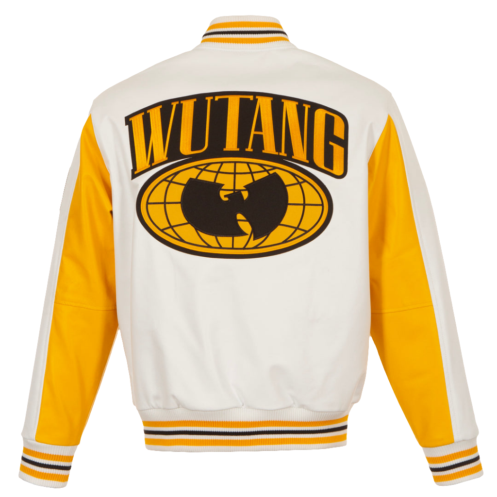 WU Classic Logo Varsity Jacket in White and Yellow