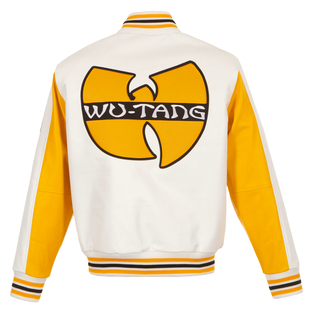 WU Classic Logo Varsity Jacket in White and Yellow