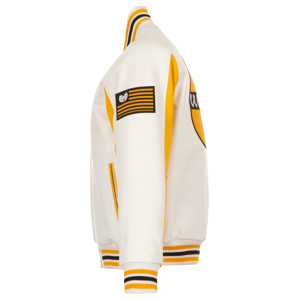 WU Classic Logo Varsity Jacket in White and Yellow
