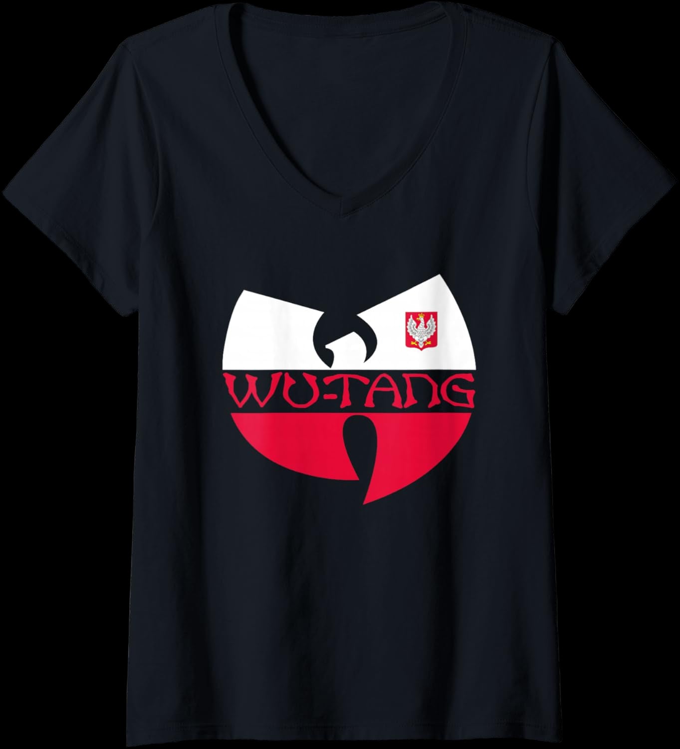 Women's Wu-Tang Clan Poland Flag Logo T-Shirt with V-Neck